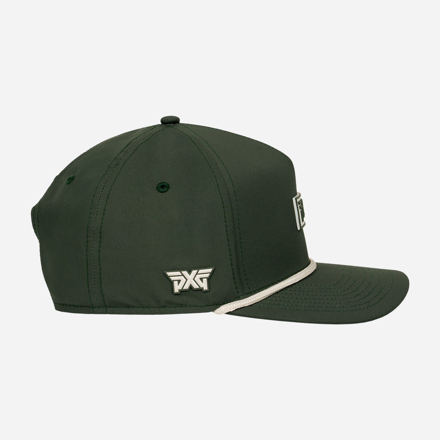 Green cap with a logo on a white background