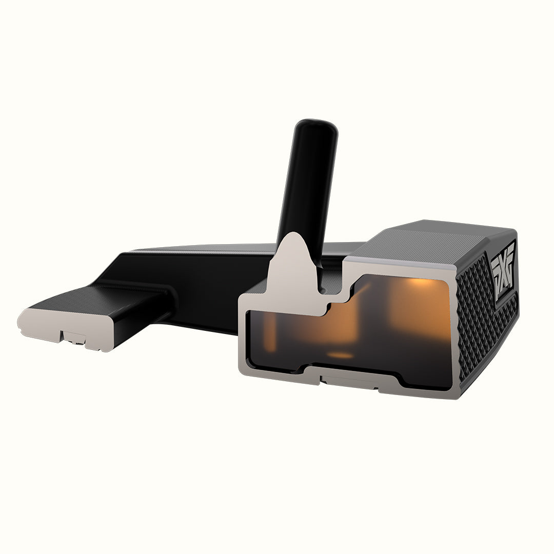 Black putter with PXG branding on a white background