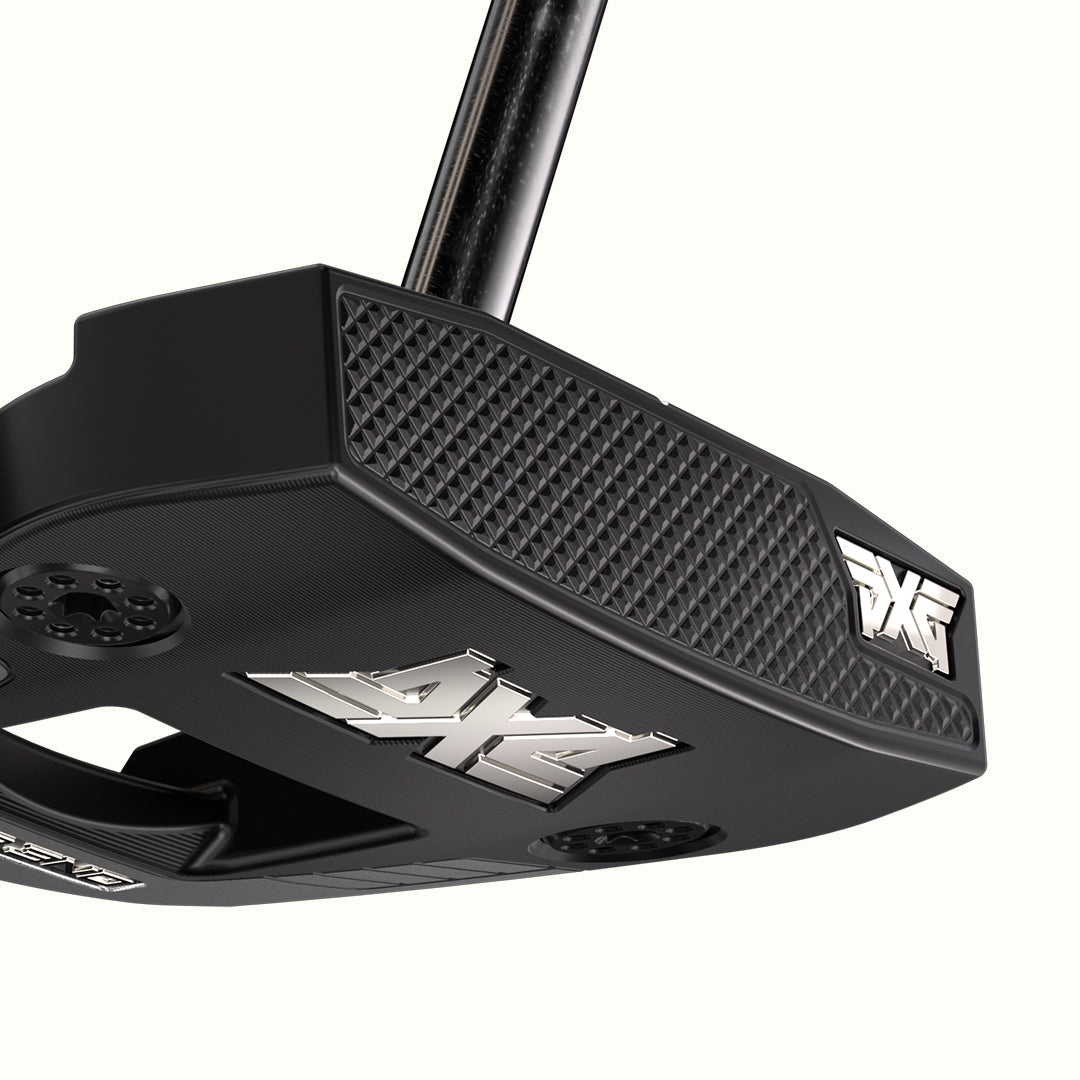 Black putter head with PXG logo on a white background